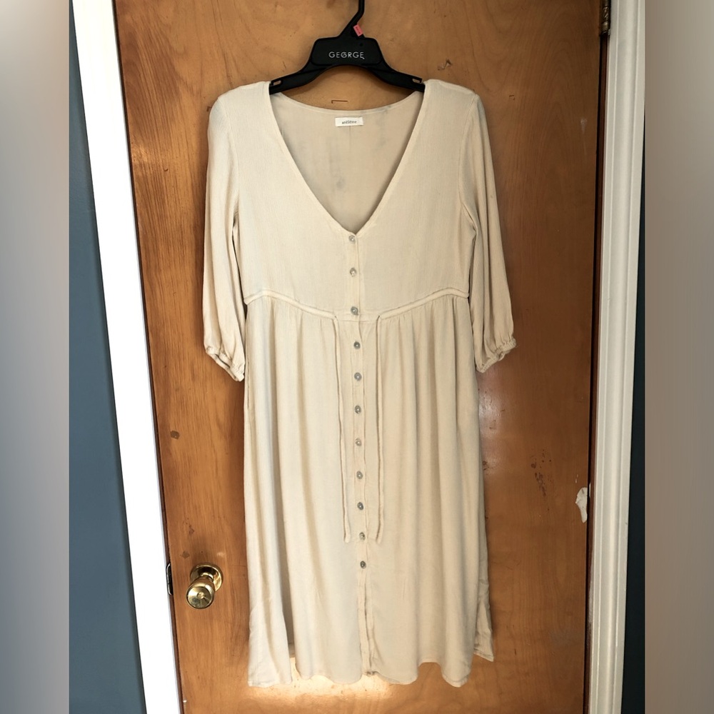 Linen style buttoned midi dress